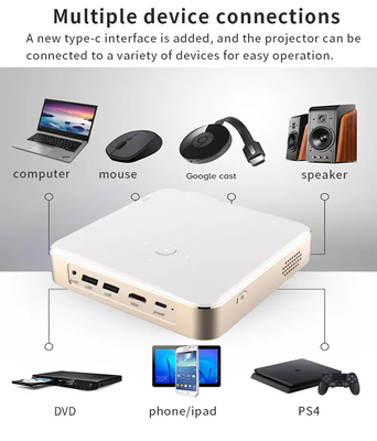 Mini S350 1080P Full HD DLP 4K 3D Home Theater Projector WIFI Android 9 Baterai terintegrasi