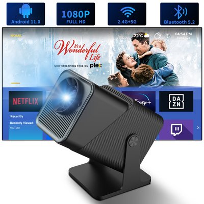 FY360 4K HD Smart LCD Projector High Brightness Home Theater Laser dengan Android 11.0 BT5.2 Dibangun-in Stereo Sound dan US Plug