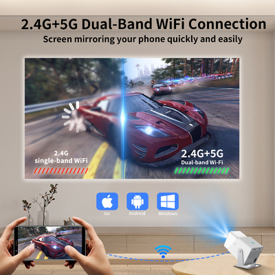 FY360 4K HD Smart LCD Projector High Brightness Home Theater Laser dengan Android 11.0 BT5.2 Dibangun-in Stereo Sound dan US Plug