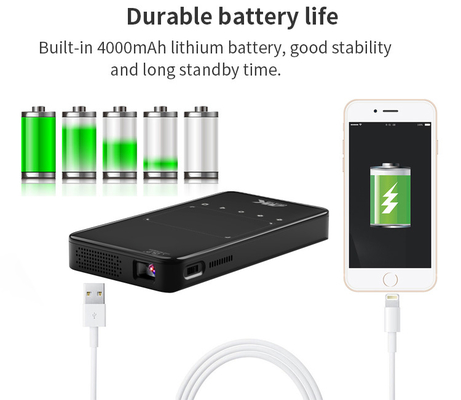 Flyin S90 4K Mini Portable Android Smart DLP Projector WIFI Bluetooth diaktifkan Berbentuk Ponsel US Plug LED Lamp Baterai 3D