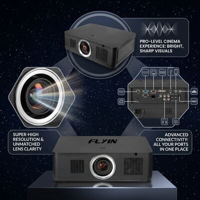 Flyin-K1200U 12000 Ansi Lumens WUXGA 3LCD Laser Projector 1.8x Electric Zoom HDBaseT untuk Auditorium Lokasi Besar