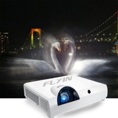 Flyin-C90SW+ 4200 Lumens WXGA 3LCD Proyektor Laser Short Throw Android Bawaan 5000000:1 Kontras untuk Bisnis Pendidikan